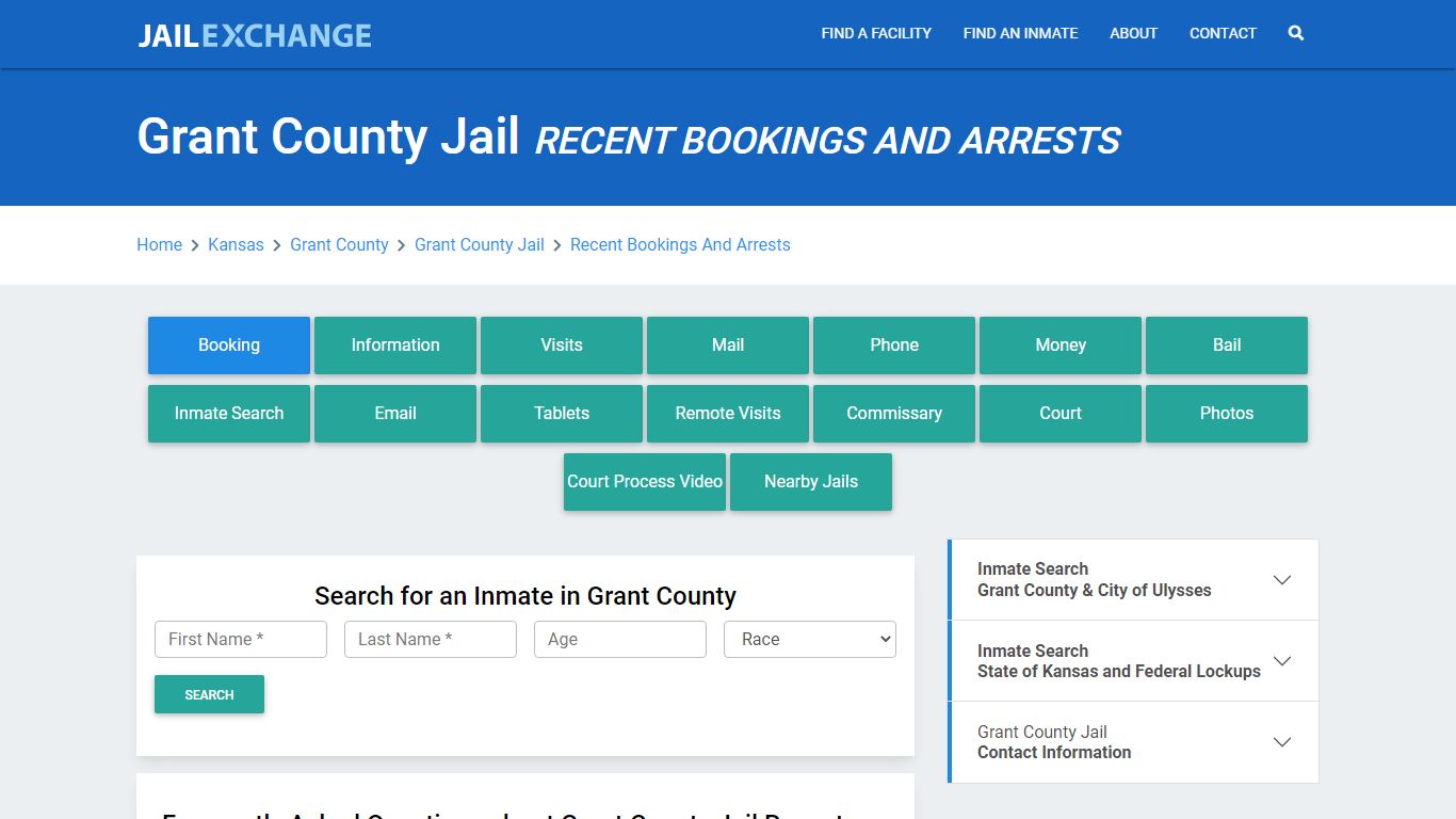 Grant County Jail KS Recent Arrests and Bookings - Jail Exchange