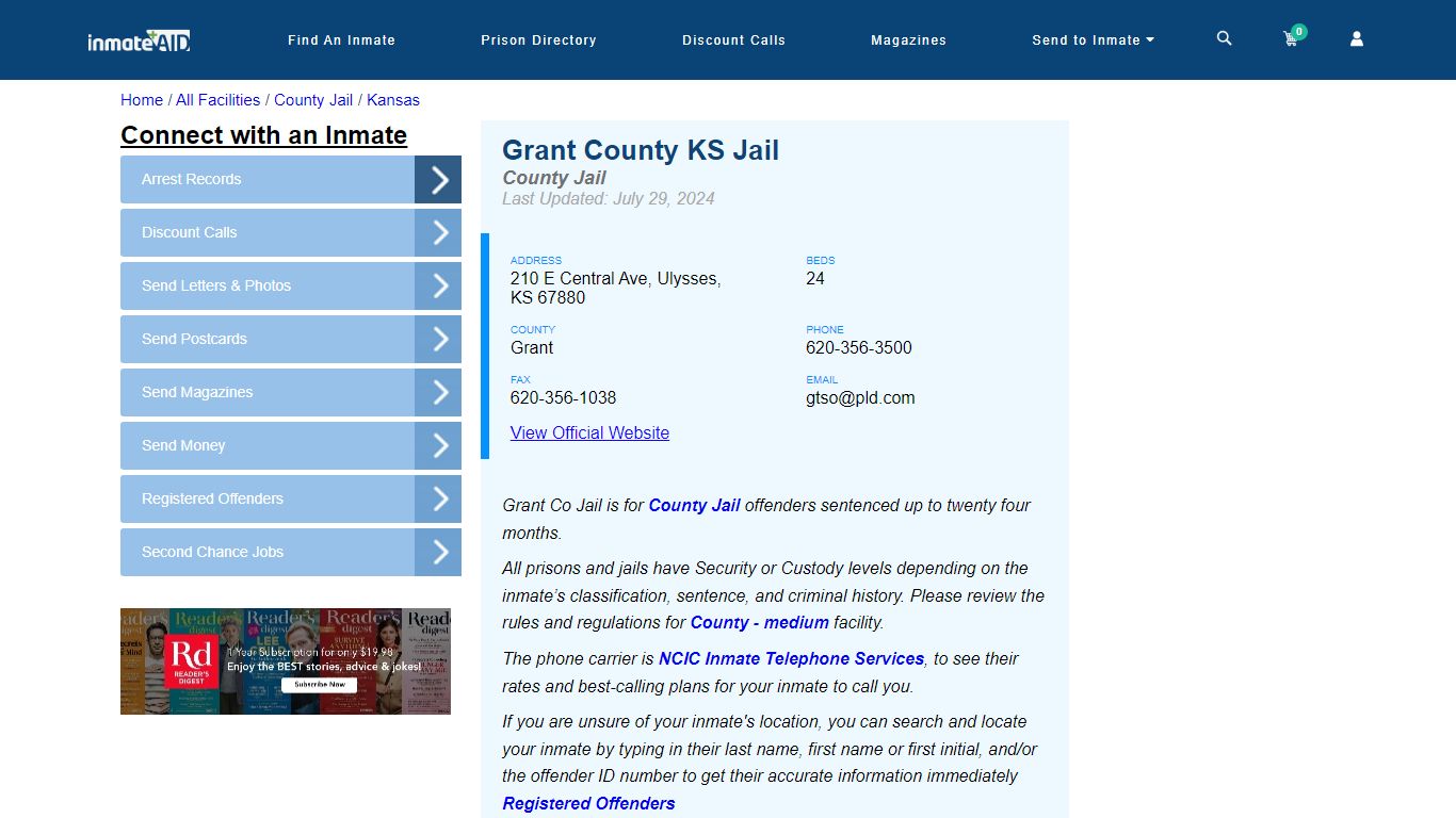 Grant County KS Jail - Inmate Locator